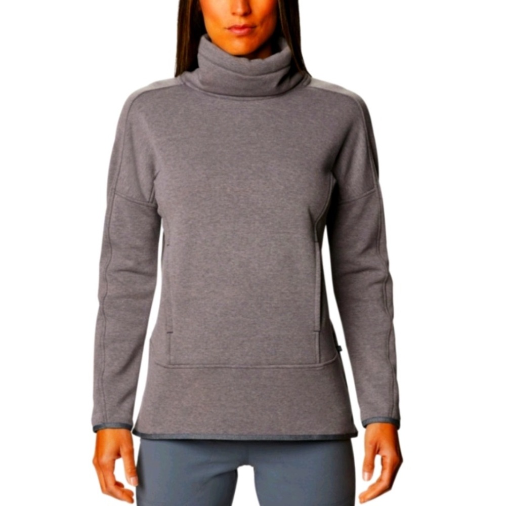 Women's Grey Funnel Neck Sweater - Crew/Scoop Neck
